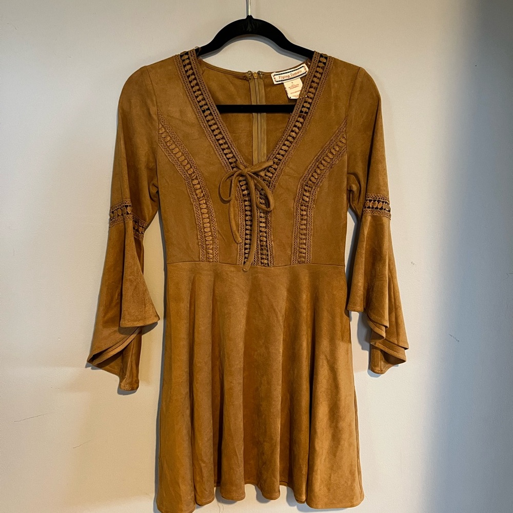 Tan Wide Sleeve Soft Dress